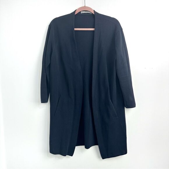 Theory Luxe Navy Open Front Cardigan - Picture 1 of 12